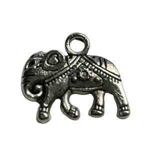 Elephant Pendant Silver Tone Charm Bracelet Necklace Jewelry Craft Dangle u Boho